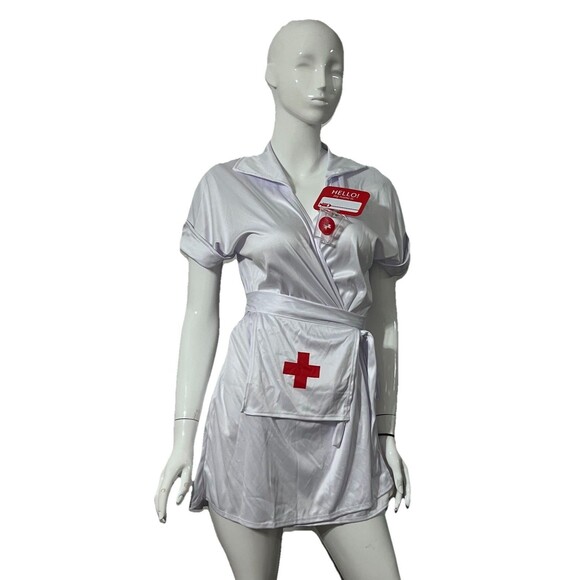 Spirit Halloween Classic Nurse Costume Plus 1X 18-20 Dress Hat Apron Stethoscope - Picture 1 of 7